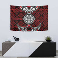 Red Aotearoa Taniko Motif Tapestry Vintage Maori New Zealand Tribal Art Pattern LT9 - Polynesian Pride