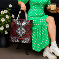 Red Aotearoa Taniko Motif Tote Bag Vintage Maori New Zealand Tribal Art Pattern LT9 - Polynesian Pride