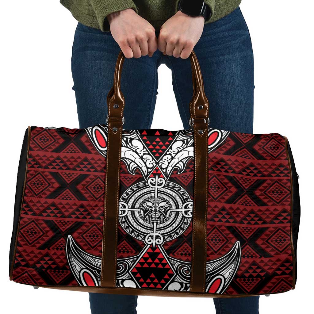 Red Aotearoa Taniko Motif Travel Bag Vintage Maori New Zealand Tribal Art Pattern LT9 Red - Polynesian Pride