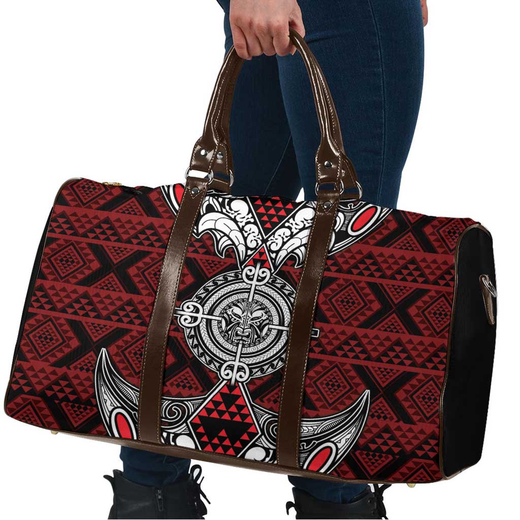 Red Aotearoa Taniko Motif Travel Bag Vintage Maori New Zealand Tribal Art Pattern LT9 - Polynesian Pride