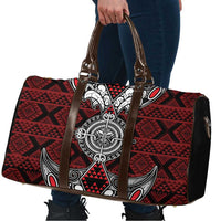 Red Aotearoa Taniko Motif Travel Bag Vintage Maori New Zealand Tribal Art Pattern LT9 - Polynesian Pride