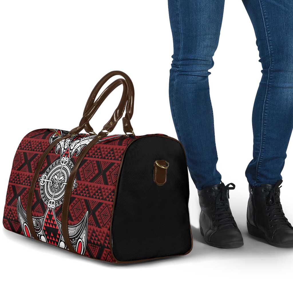 Red Aotearoa Taniko Motif Travel Bag Vintage Maori New Zealand Tribal Art Pattern LT9 - Polynesian Pride