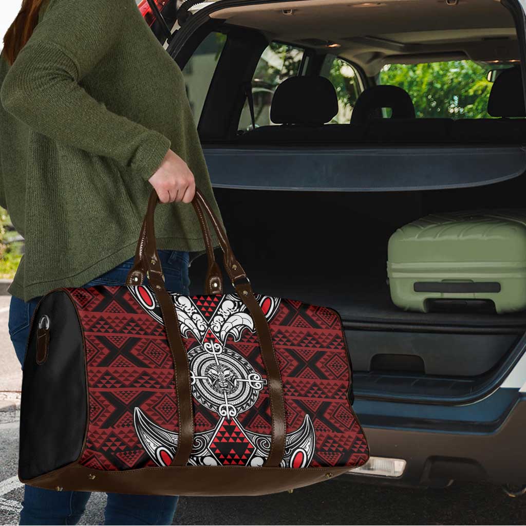 Red Aotearoa Taniko Motif Travel Bag Vintage Maori New Zealand Tribal Art Pattern LT9 - Polynesian Pride