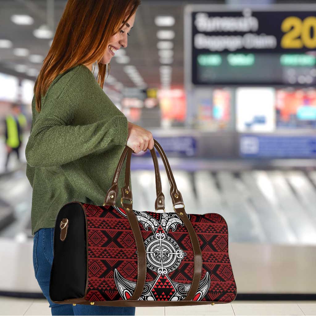 Red Aotearoa Taniko Motif Travel Bag Vintage Maori New Zealand Tribal Art Pattern LT9 - Polynesian Pride
