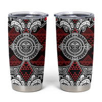 Red Aotearoa Taniko Motif Tumbler Cup Vintage Maori New Zealand Tribal Art Pattern LT9 Red - Polynesian Pride