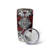 Red Aotearoa Taniko Motif Tumbler Cup Vintage Maori New Zealand Tribal Art Pattern LT9 - Polynesian Pride