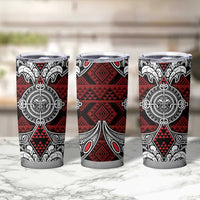 Red Aotearoa Taniko Motif Tumbler Cup Vintage Maori New Zealand Tribal Art Pattern LT9 - Polynesian Pride