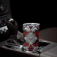 Red Aotearoa Taniko Motif Tumbler Cup Vintage Maori New Zealand Tribal Art Pattern LT9 - Polynesian Pride