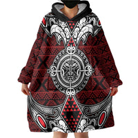 Red Aotearoa Tanilo Motif Wearable Blanket Hoodie Vintage Maori New Zealand Tribal Art Pattern LT9 - Polynesian Pride
