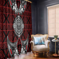 Red Aotearoa Taniko Motif Window Curtain Vintage Maori New Zealand Tribal Art Pattern LT9 - Polynesian Pride