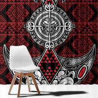 Red Aotearoa Taniko Motif Window Curtain Vintage Maori New Zealand Tribal Art Pattern LT9 - Polynesian Pride