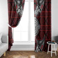 Red Aotearoa Taniko Motif Window Curtain Vintage Maori New Zealand Tribal Art Pattern LT9 - Polynesian Pride