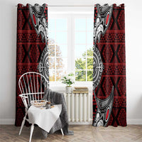 Red Aotearoa Taniko Motif Window Curtain Vintage Maori New Zealand Tribal Art Pattern LT9 - Polynesian Pride