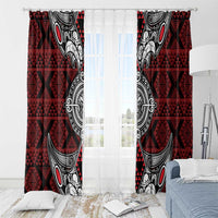 Red Aotearoa Taniko Motif Window Curtain Vintage Maori New Zealand Tribal Art Pattern LT9 - Polynesian Pride