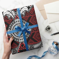 Red Aotearoa Taniko Motif Wrapping Paper Vintage Maori New Zealand Tribal Art Pattern LT9 - Polynesian Pride