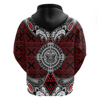 Red Aotearoa Tanilo Motif Zip Hoodie Vintage Maori New Zealand Tribal Art Pattern LT9 - Polynesian Pride