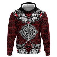 Red Aotearoa Tanilo Motif Zip Hoodie Vintage Maori New Zealand Tribal Art Pattern LT9 Pullover Hoodie Red - Polynesian Pride