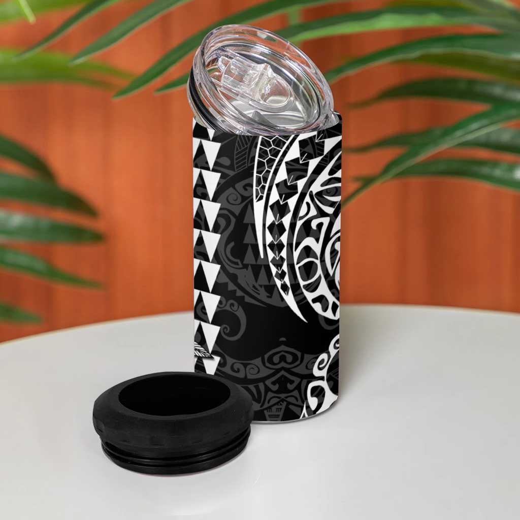 Kakau Polynesian Tribal Hawaiian Turtle 4 in 1 Can Cooler Tumbler with Kanaka Maoli Black LT9 - Polynesian Pride