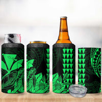 Kakau Polynesian Tribal Hawaiian Turtle 4 in 1 Can Cooler Tumbler with Kanaka Maoli Green LT9 - Polynesian Pride