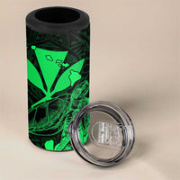 Kakau Polynesian Tribal Hawaiian Turtle 4 in 1 Can Cooler Tumbler with Kanaka Maoli Green LT9 - Polynesian Pride