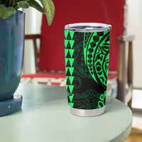 Kakau Polynesian Tribal Hawaiian Turtle Tumbler Cup with Kanaka Maoli Green LT9 - Polynesian Pride