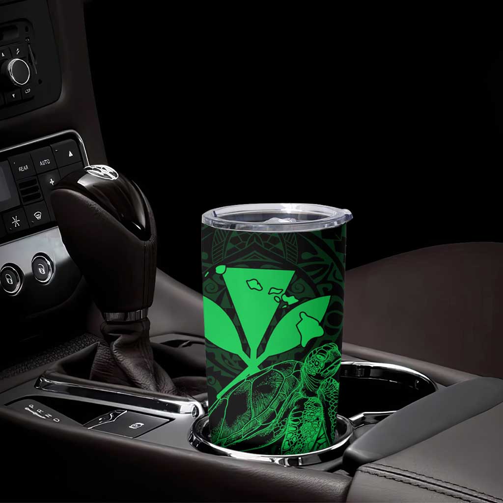 Kakau Polynesian Tribal Hawaiian Turtle Tumbler Cup with Kanaka Maoli Green LT9 - Polynesian Pride