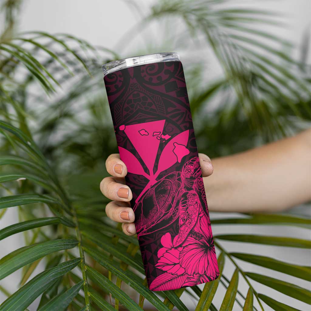Kakau Polynesian Tribal Hawaiian Turtle Skinny Tumbler with Kanaka Maoli Pink LT9 - Polynesian Pride