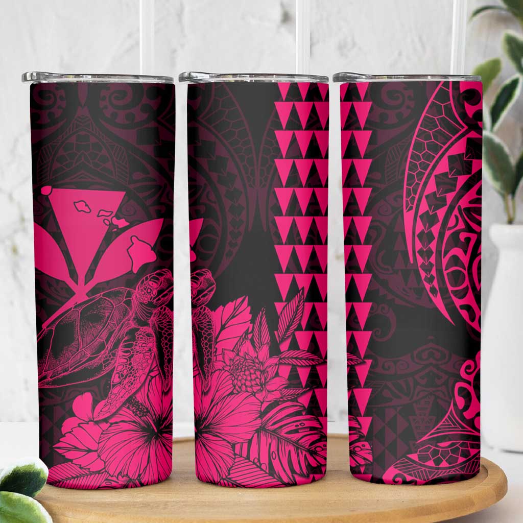 Kakau Polynesian Tribal Hawaiian Turtle Skinny Tumbler with Kanaka Maoli Pink LT9 - Polynesian Pride