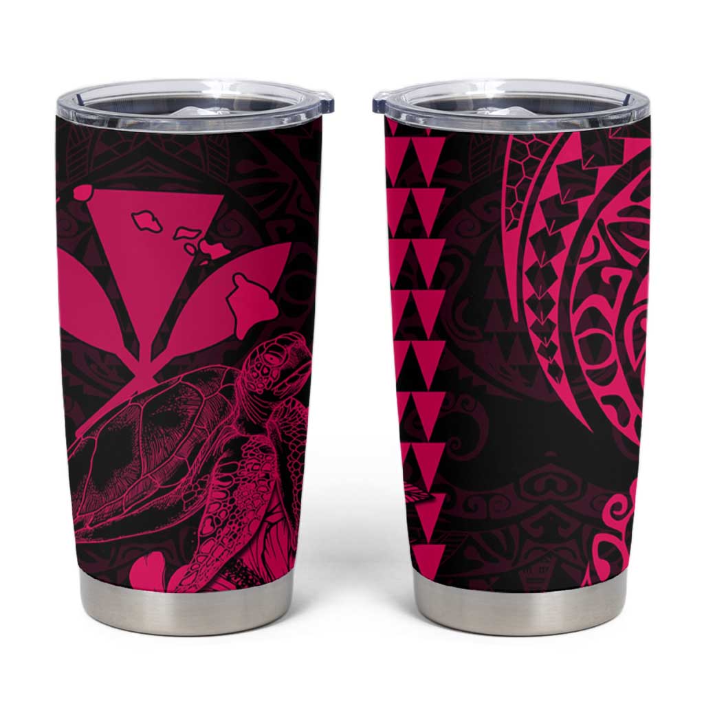 Kakau Polynesian Tribal Hawaiian Turtle Tumbler Cup with Kanaka Maoli Pink LT9 Pink - Polynesian Pride