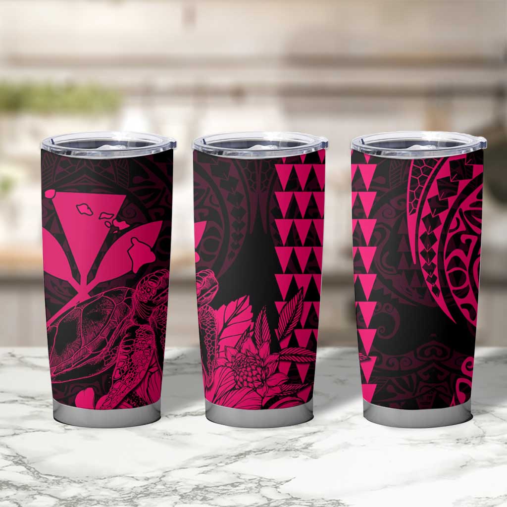 Kakau Polynesian Tribal Hawaiian Turtle Tumbler Cup with Kanaka Maoli Pink LT9 - Polynesian Pride