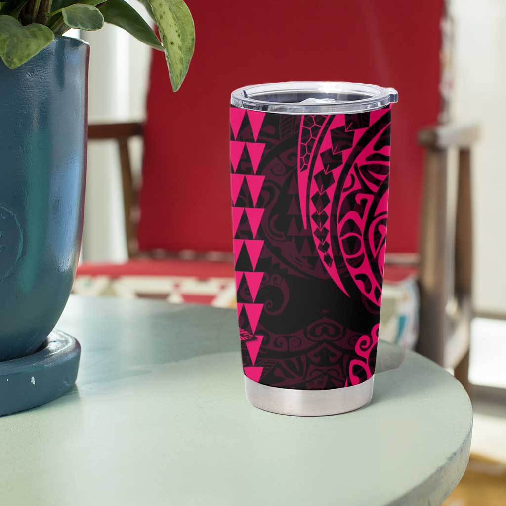 Kakau Polynesian Tribal Hawaiian Turtle Tumbler Cup with Kanaka Maoli Pink LT9 - Polynesian Pride