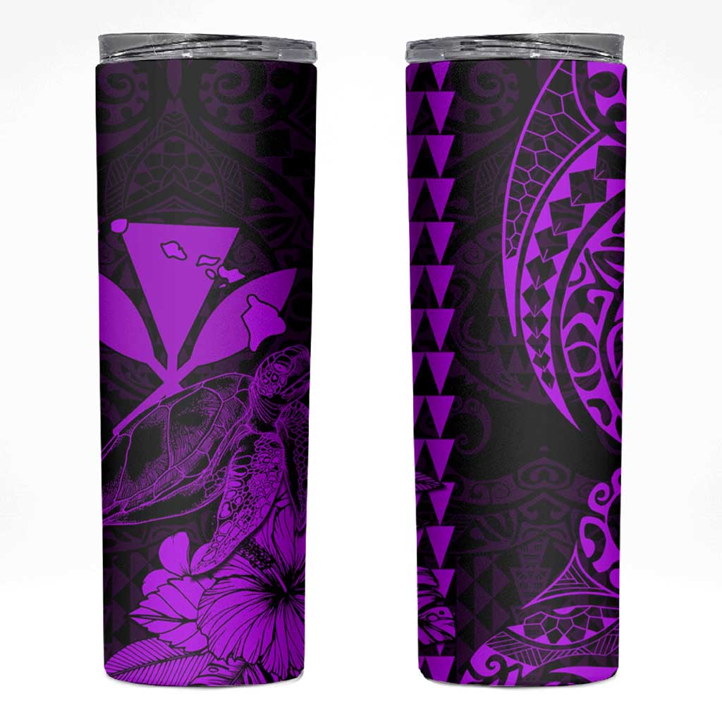 Kakau Polynesian Tribal Hawaiian Turtle Skinny Tumbler with Kanaka Maoli Purple LT9 Purple - Polynesian Pride