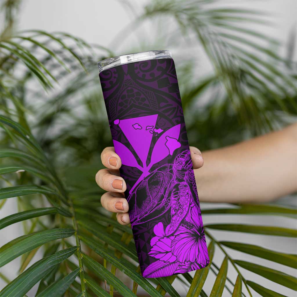 Kakau Polynesian Tribal Hawaiian Turtle Skinny Tumbler with Kanaka Maoli Purple LT9 - Polynesian Pride