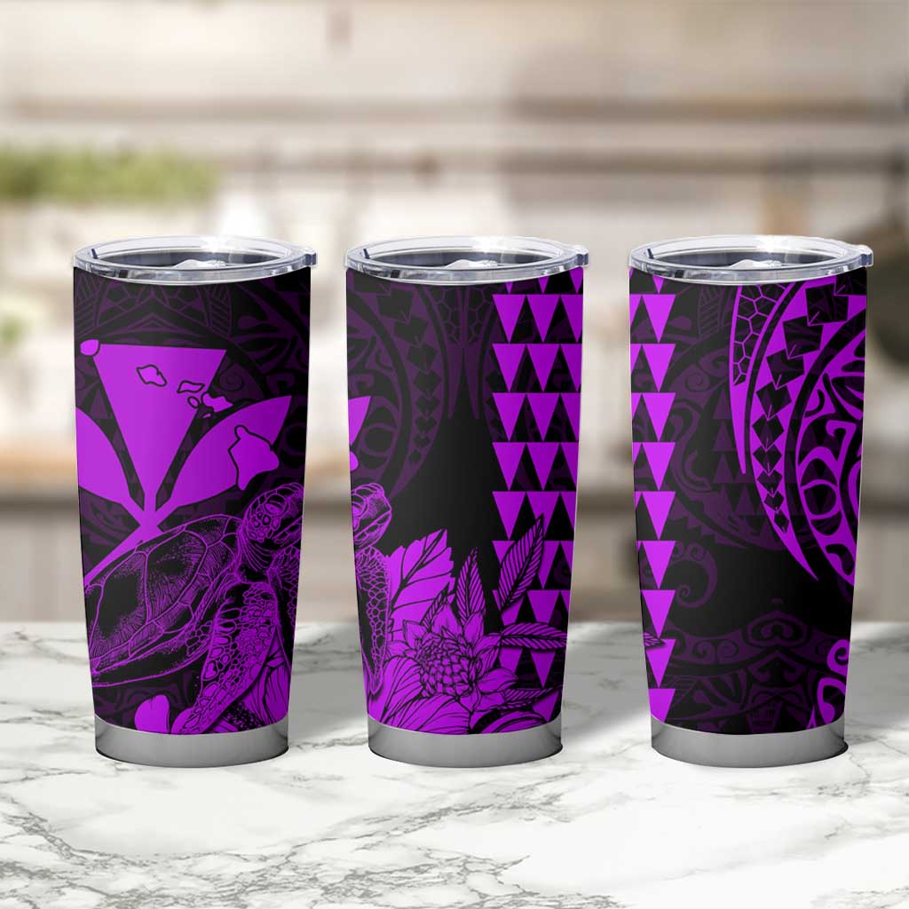 Kakau Polynesian Tribal Hawaiian Turtle Tumbler Cup with Kanaka Maoli Purple LT9 - Polynesian Pride