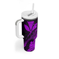 Kakau Polynesian Tribal Hawaiian Turtle Tumbler With Handle with Kanaka Maoli Purple LT9 - Polynesian Pride
