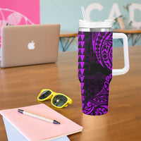 Kakau Polynesian Tribal Hawaiian Turtle Tumbler With Handle with Kanaka Maoli Purple LT9 - Polynesian Pride