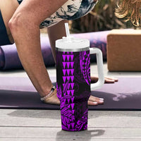 Kakau Polynesian Tribal Hawaiian Turtle Tumbler With Handle with Kanaka Maoli Purple LT9 - Polynesian Pride