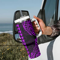 Kakau Polynesian Tribal Hawaiian Turtle Tumbler With Handle with Kanaka Maoli Purple LT9 - Polynesian Pride