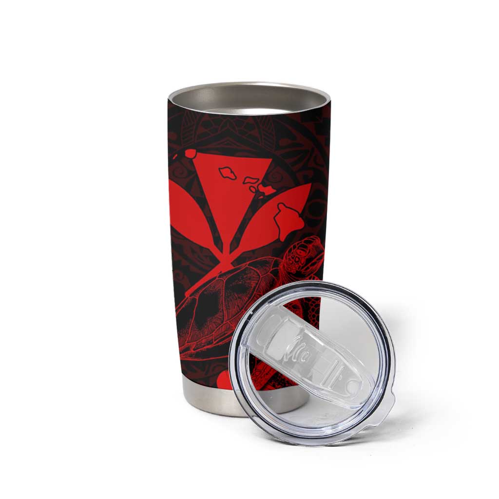 Kakau Polynesian Tribal Hawaiian Turtle Tumbler Cup with Kanaka Maoli Red