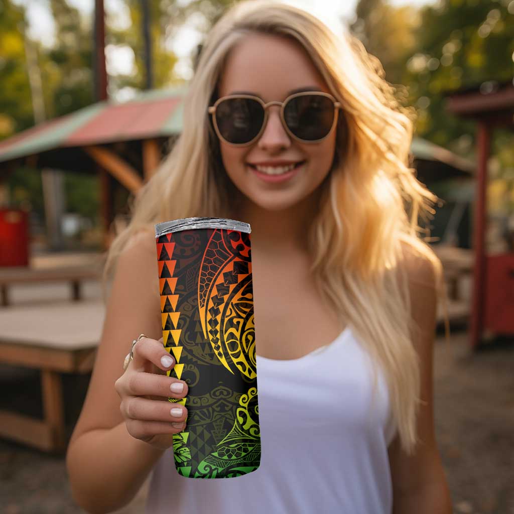 Kakau Polynesian Tribal Hawaiian Turtle Skinny Tumbler with Kanaka Maoli Reggae LT9 - Polynesian Pride