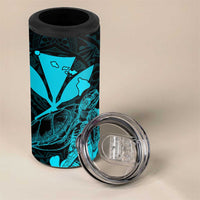 Kakau Polynesian Tribal Hawaiian Turtle 4 in 1 Can Cooler Tumbler with Kanaka Maoli Teal LT9 - Polynesian Pride