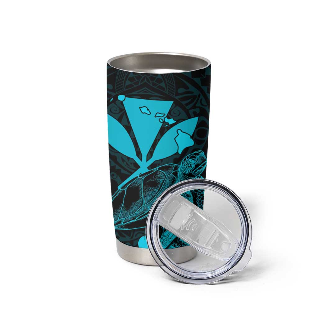 Kakau Polynesian Tribal Hawaiian Turtle Tumbler Cup with Kanaka Maoli Teal LT9 - Polynesian Pride