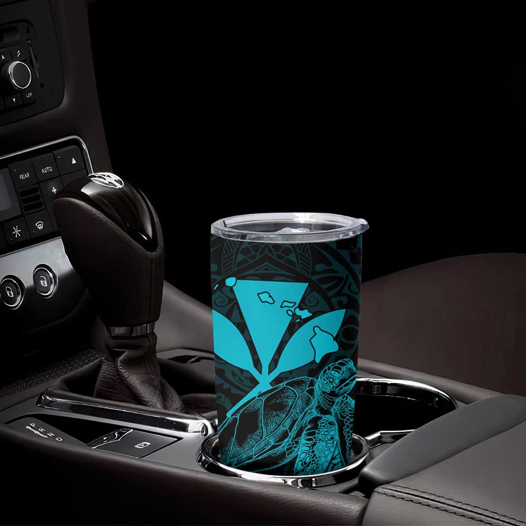 Kakau Polynesian Tribal Hawaiian Turtle Tumbler Cup with Kanaka Maoli Teal LT9 - Polynesian Pride