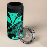 Kakau Polynesian Tribal Hawaiian Turtle 4 in 1 Can Cooler Tumbler with Kanaka Maoli Turquoise LT9 - Polynesian Pride