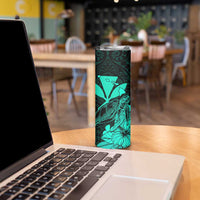 Kakau Polynesian Tribal Hawaiian Turtle Skinny Tumbler with Kanaka Maoli Turquoise LT9 - Polynesian Pride