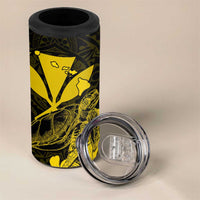 Kakau Polynesian Tribal Hawaiian Turtle 4 in 1 Can Cooler Tumbler with Kanaka Maoli Yellow LT9 - Polynesian Pride