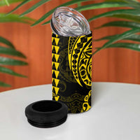 Kakau Polynesian Tribal Hawaiian Turtle 4 in 1 Can Cooler Tumbler with Kanaka Maoli Yellow LT9 - Polynesian Pride