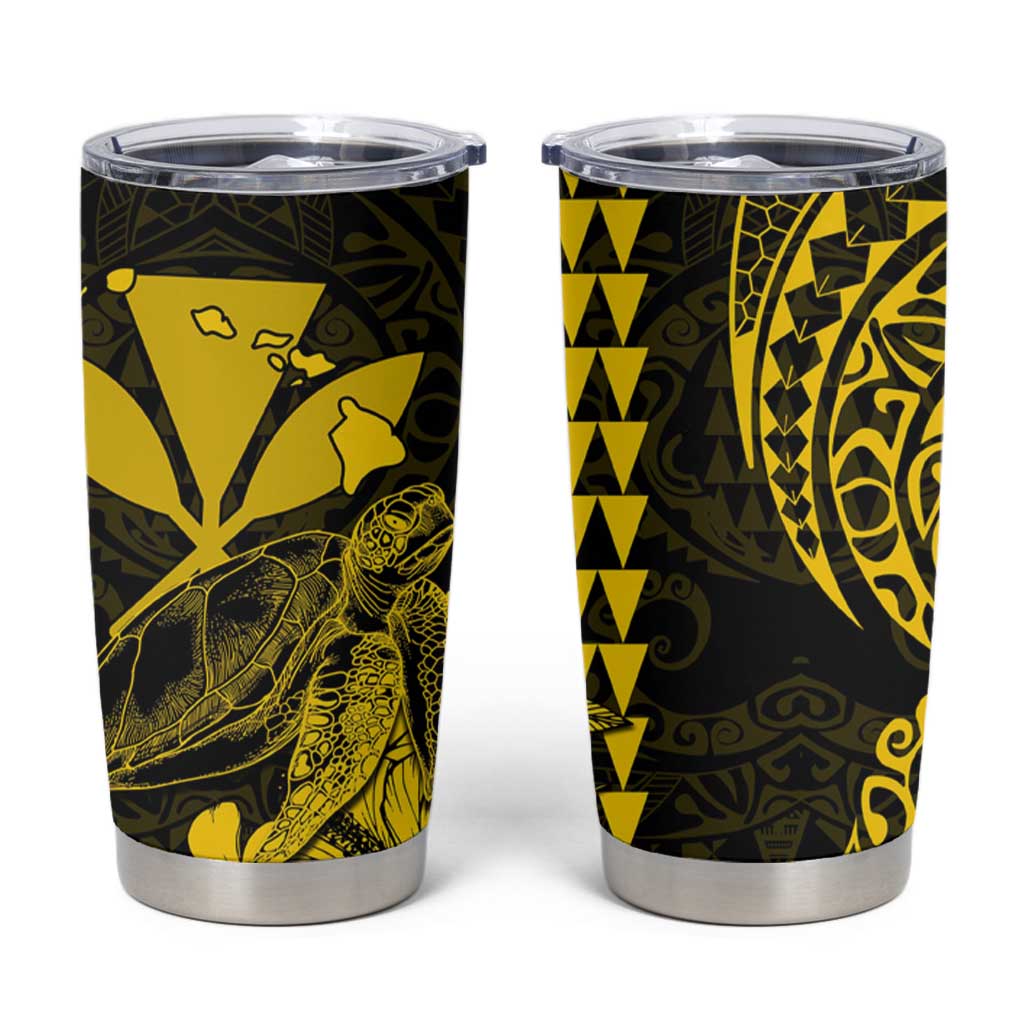 Kakau Polynesian Tribal Hawaiian Turtle Tumbler Cup with Kanaka Maoli Yellow LT9 Yellow - Polynesian Pride