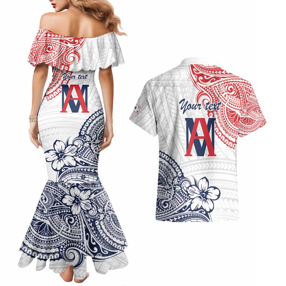 Kingdom of Uvea 1842-1860 Personalized Couples Matching Mermaid Dress and Hawaiian Shirt Wallis and Futuna Polynesian Tribal Pattern LT9 - Polynesian Pride