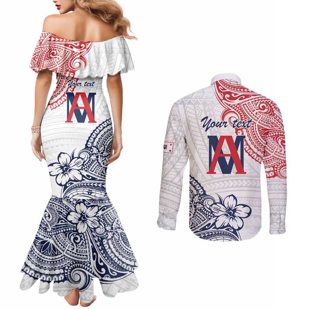 Kingdom of Uvea 1842-1860 Personalized Couples Matching Mermaid Dress and Long Sleeve Button Shirt Wallis and Futuna Polynesian Tribal Pattern LT9 - Polynesian Pride